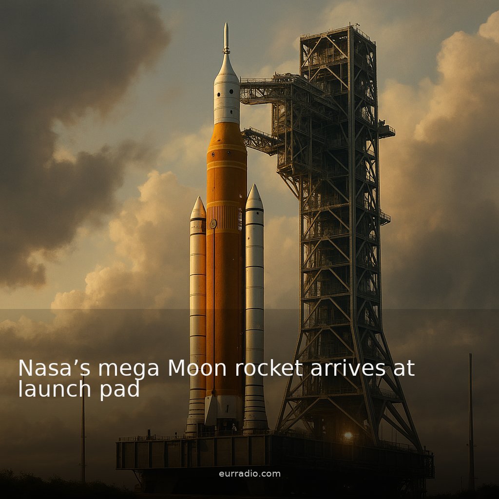 Nasa’s mega Moon rocket arrives at launch pad